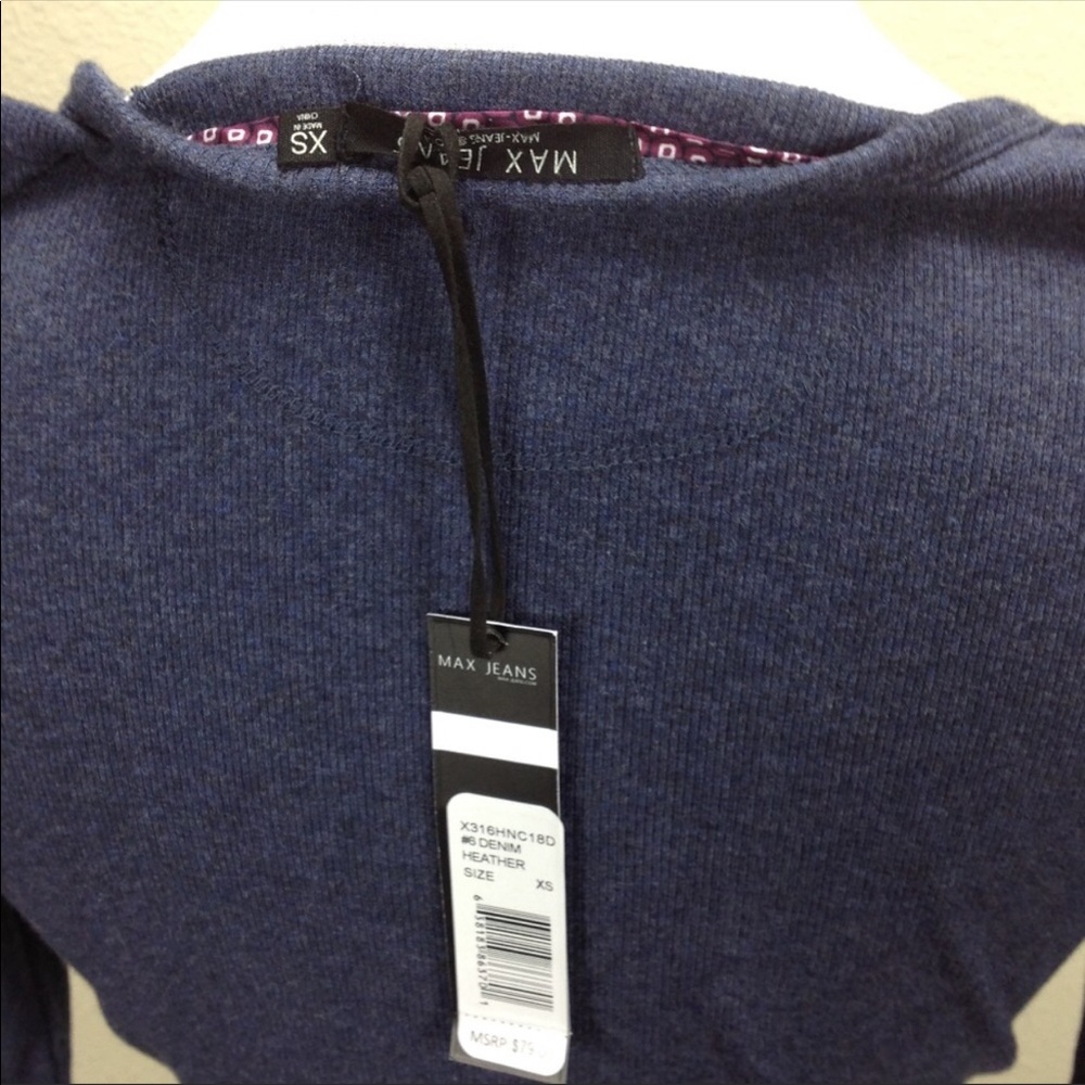 NWT Max Jeans Blue Long Sleeve Cotton Skater Dress - Picture 5 of 6